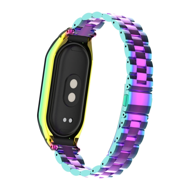 For Xiaomi Mi Band 8 Integrated Metal Case + Three-bead Watch Band(Colorful) - Smart Wear by PMC Jewellery | Online Shopping South Africa | PMC Jewellery