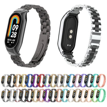 For Xiaomi Mi Band 8 Integrated Metal Case + Three-bead Watch Band(Hyun Purple) - Smart Wear by PMC Jewellery | Online Shopping South Africa | PMC Jewellery