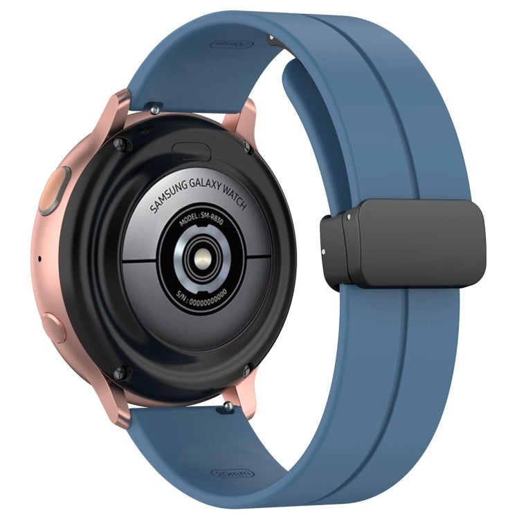 20mm Universal Flat Head Groove Folding Black Buckle Silicone Watch Band(Blue) - Smart Wear by PMC TechLife | Online Shopping South Africa | PMC TechLife