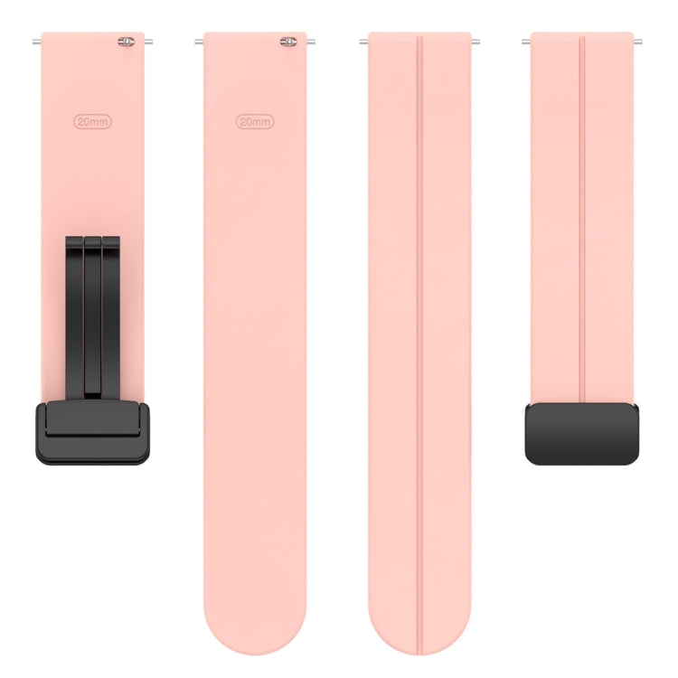20mm Universal Flat Head Groove Folding Black Buckle Silicone Watch Band(Light Pink) - Smart Wear by PMC TechLife | Online Shopping South Africa | PMC TechLife