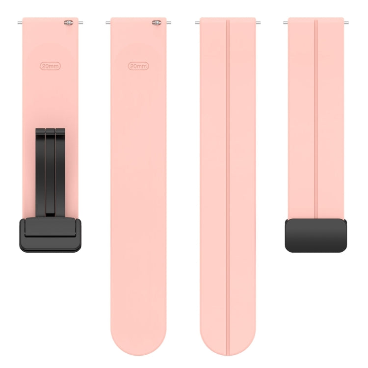 20mm Universal Flat Head Groove Folding Black Buckle Silicone Watch Band(Light Pink) - Smart Wear by PMC Jewellery | Online Shopping South Africa | PMC Jewellery