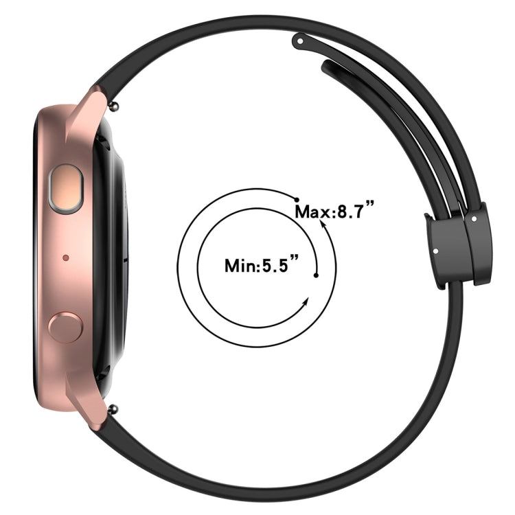 22mm Universal Flat Head Groove Folding Black Buckle Silicone Watch Band(Light Pink) - Smart Wear by PMC TechLife | Online Shopping South Africa | PMC TechLife