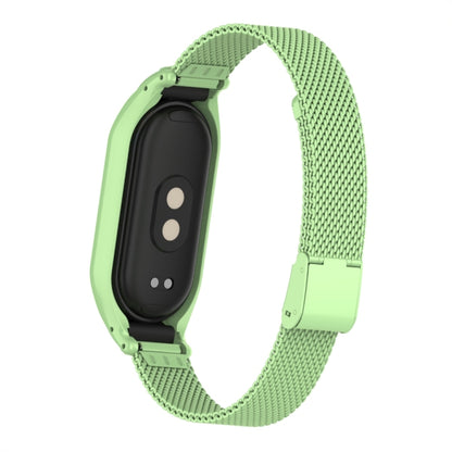 For Xiaomi Mi Band 8 Integrated Metal Case + Steel Mesh Buckle Watch Band(Matcha Green) - Smart Wear by PMC Jewellery | Online Shopping South Africa | PMC Jewellery