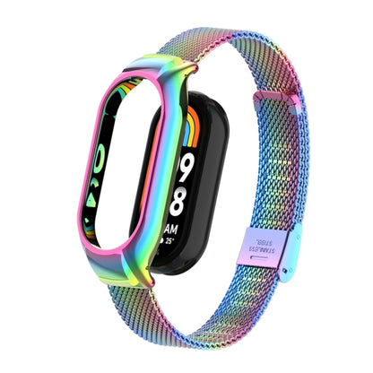 For Xiaomi Mi Band 8 Integrated Metal Case + Steel Mesh Buckle Watch Band(Colorful) - Smart Wear by PMC Jewellery | Online Shopping South Africa | PMC Jewellery