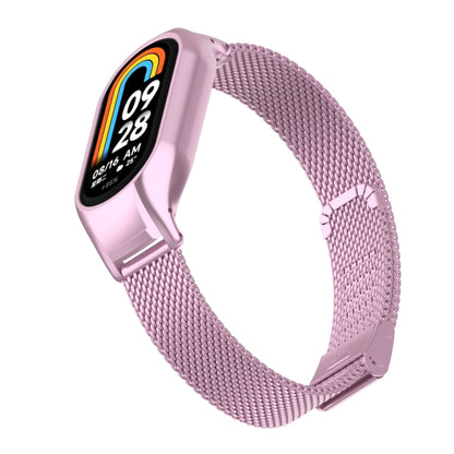 For Xiaomi Mi Band 8 Integrated Metal Case + Steel Mesh Buckle Watch Band(Rose Pink) - Smart Wear by PMC Jewellery | Online Shopping South Africa | PMC Jewellery