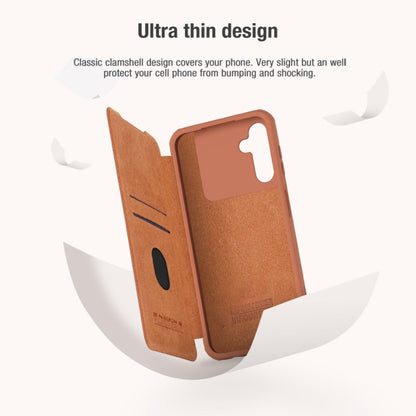 For Samsung Galaxy A14 4G NILLKIN QIN Series Pro Sliding Camera Cover Design Leather Phone Case(Brown) - Galaxy Phone Cases by NILLKIN | Online Shopping South Africa | PMC Jewellery