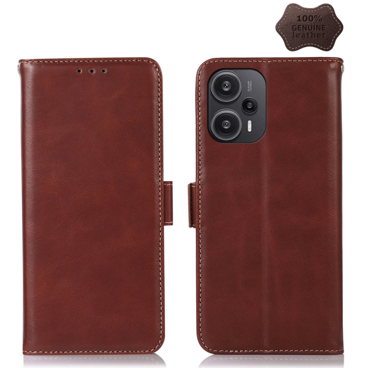 For Xiaomi Redmi Note 12 Turbo 5G Crazy Horse Top Layer Cowhide Leather Phone Case(Brown) - Xiaomi Cases by PMC Jewellery | Online Shopping South Africa | PMC Jewellery