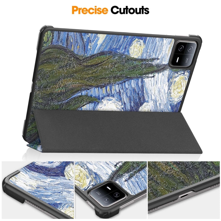 For Xiaomi Pad 6 / 6 Pro Custer Painted 3-Fold Stand Leather Smart Tablet Case(Starry Sky) -  by PMC Jewellery | Online Shopping South Africa | PMC Jewellery