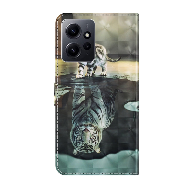 For Xiaomi Redmi Note 12 4G Global 3D Painting Pattern Flip Leather Phone Case(Cat Tiger) - Note 12 Cases by PMC Jewellery | Online Shopping South Africa | PMC Jewellery