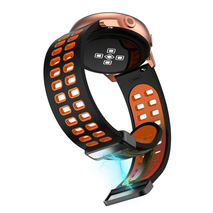 20mm Double-row Hole Folding Black Buckle Two-color Silicone Watch Band(Black Orange) - Smart Wear by PMC Jewellery | Online Shopping South Africa | PMC Jewellery