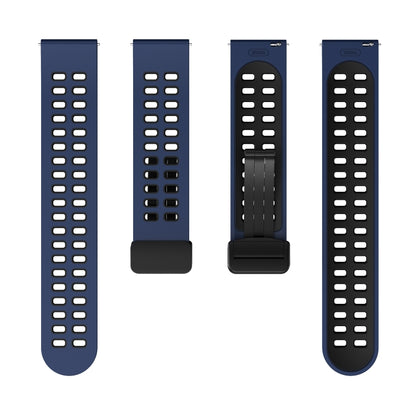 20mm Double-row Hole Folding Black Buckle Two-color Silicone Watch Band(Midnight Blue Black) - Smart Wear by PMC Jewellery | Online Shopping South Africa | PMC Jewellery