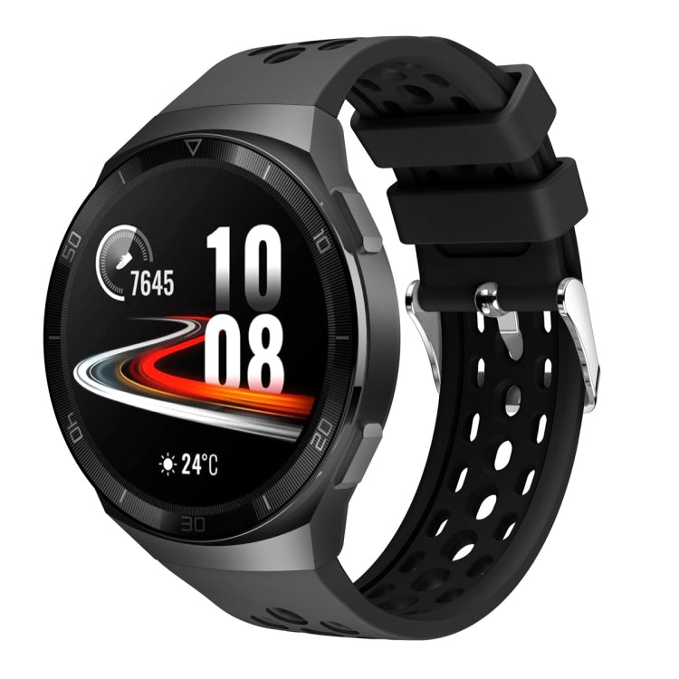 For Huawei Watch GT 2e Solid Color Round Hole Silicone Watch Band(Black) - Smart Wear by PMC Jewellery | Online Shopping South Africa | PMC Jewellery