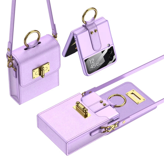 GKK Mini Backpack Plain Phone Bag + Phone Case with Ring For Samsung Galaxy Z Flip4 5G(Purple) - Galaxy Z Flip4 5G Cases by GKK | Online Shopping South Africa | PMC Jewellery