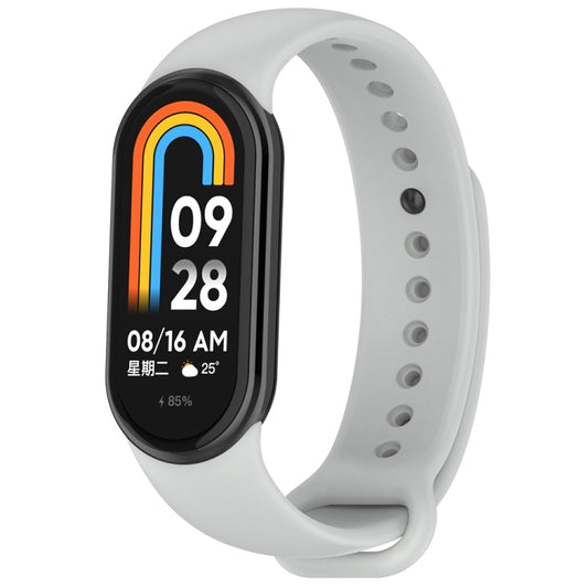 For Xiaomi Mi Band 8 Solid Color Stainless Steel Plug Replacement Watch Band (Light Grey) - Watch Bands by PMC Jewellery | Online Shopping South Africa | PMC Jewellery