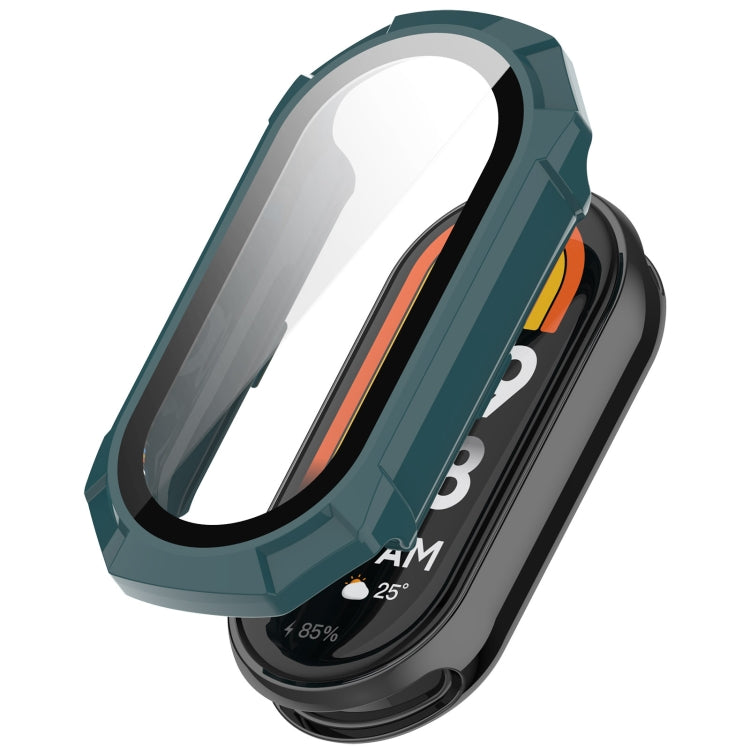 For Xiaomi Mi Band 8 PC + Tempered Glass Integrated Protective Watch Case(Pine Green) - Smart Wear by PMC Jewellery | Online Shopping South Africa | PMC Jewellery