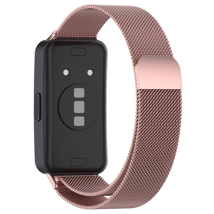 For Huawei Band 8 Milanese Metal Watch Band(Rose Pink) - Smart Wear by PMC Jewellery | Online Shopping South Africa | PMC Jewellery