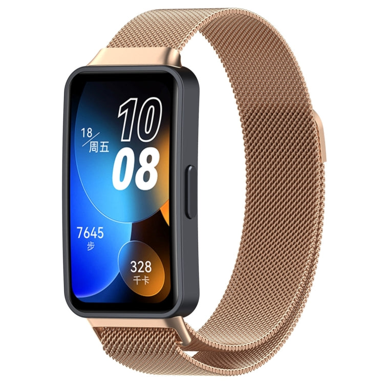 For Huawei Band 8 Milanese Metal Watch Band(Rose Gold) - Smart Wear by PMC Jewellery | Online Shopping South Africa | PMC Jewellery