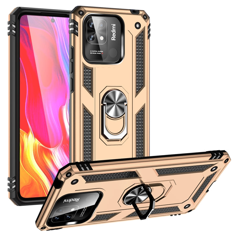 For Xiaomi Redmi 12C / 11A Shockproof TPU + PC Phone Case with Holder(Gold) - Mi 11 Ultra Cases by PMC Jewellery | Online Shopping South Africa | PMC Jewellery