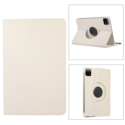 For Xiaomi Pad 6 / Pad 6 Pro 360 Degree Rotation Litchi Texture Leather Tablet Case(White) -  by PMC Jewellery | Online Shopping South Africa | PMC Jewellery