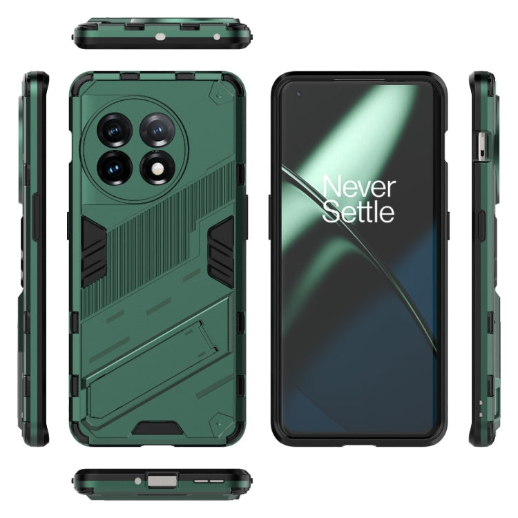 For OnePlus 11 5G Punk Armor 2 in 1 PC + TPU Shockproof Phone Case with Invisible Holder(Green) - OnePlus Cases by PMC TechLife | Online Shopping South Africa | PMC TechLife | Buy Now Pay Later Mobicred
