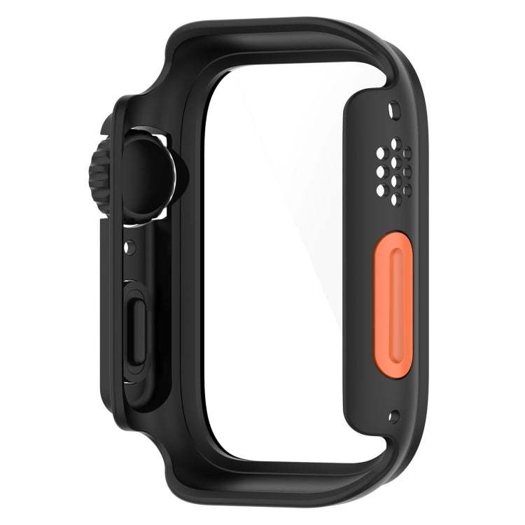 For Apple Watch Series 8 & 7 41mm Tempered Film + PC Integrated Watch Protective Case(Black) - Watch Cases by PMC Jewellery | Online Shopping South Africa | PMC Jewellery