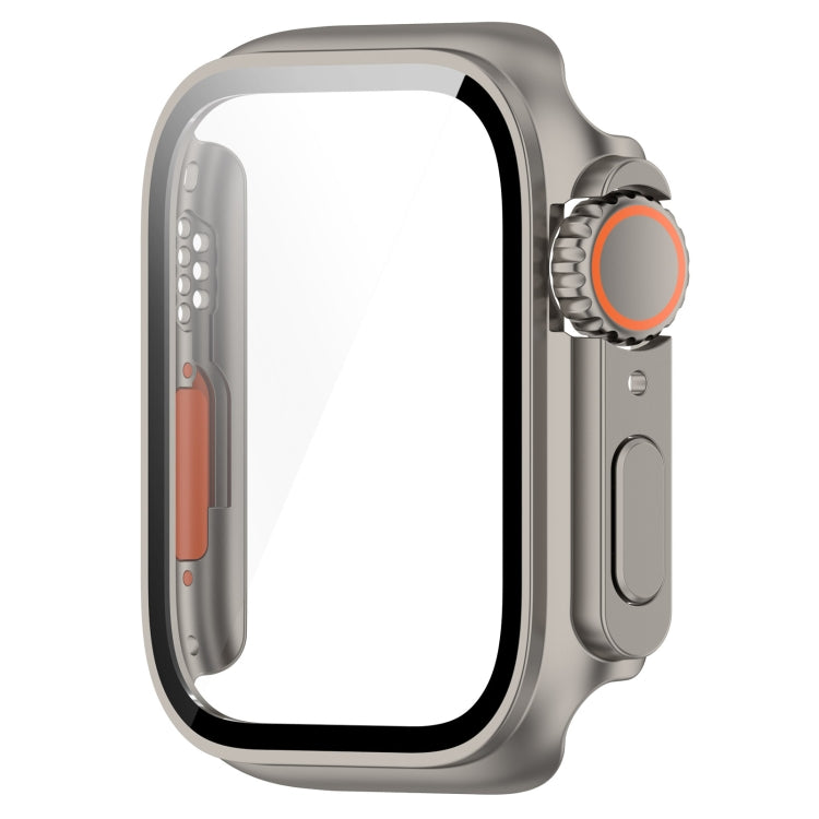 For Apple Watch Series 8 & 7 41mm Tempered Film + PC Integrated Watch Protective Case(Titanium Steel) -  by PMC Jewellery | Online Shopping South Africa | PMC Jewellery