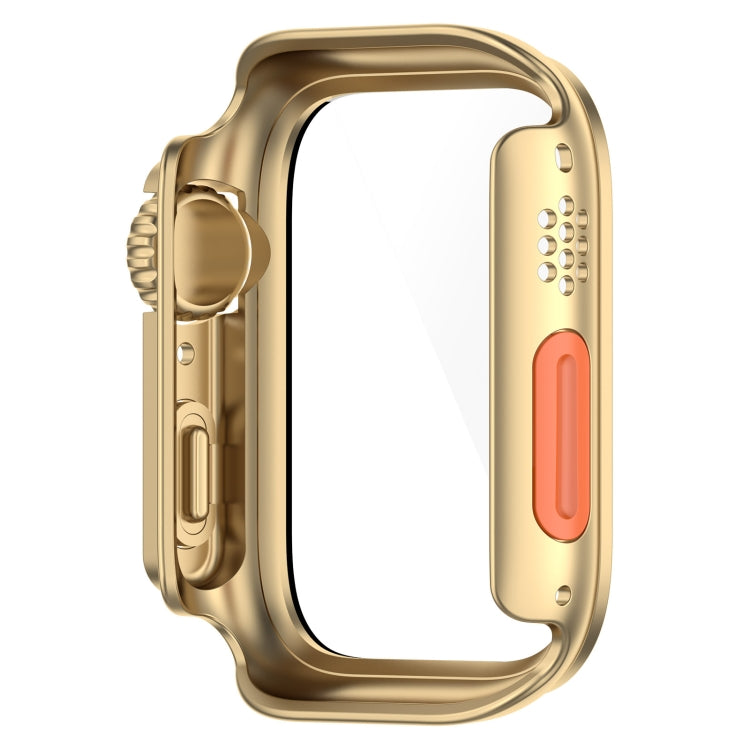 For Apple Watch Series 8 & 7 41mm Tempered Film + PC Integrated Watch Protective Case(Champagne Gold) - Watch Cases by PMC Jewellery | Online Shopping South Africa | PMC Jewellery