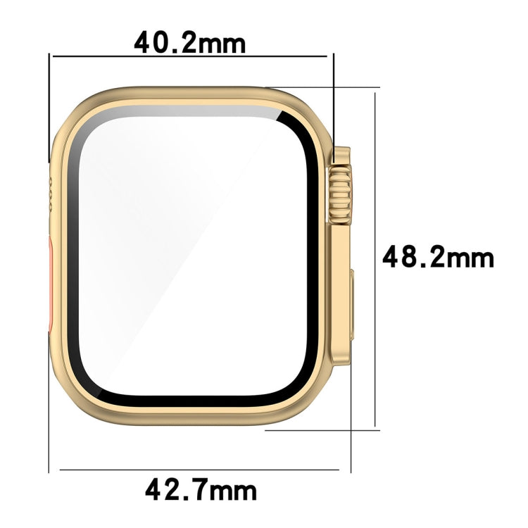 For Apple Watch Series 8 & 7 41mm Tempered Film + PC Integrated Watch Protective Case(Champagne Gold) - Watch Cases by PMC Jewellery | Online Shopping South Africa | PMC Jewellery