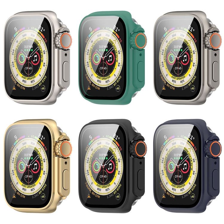 For Apple Watch Series 8 & 7 41mm Tempered Film + PC Integrated Watch Protective Case(Champagne Gold) - Watch Cases by PMC Jewellery | Online Shopping South Africa | PMC Jewellery