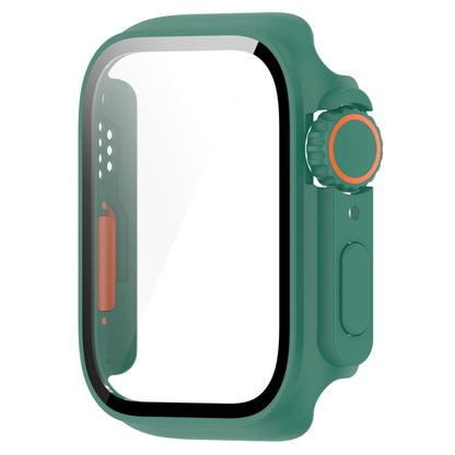 For Apple Watch Series SE 2 / 6 / SE / 5 / 4 44mm Tempered Film + PC Integrated Watch Protective Case(Green) - Watch Cases by PMC Jewellery | Online Shopping South Africa | PMC Jewellery