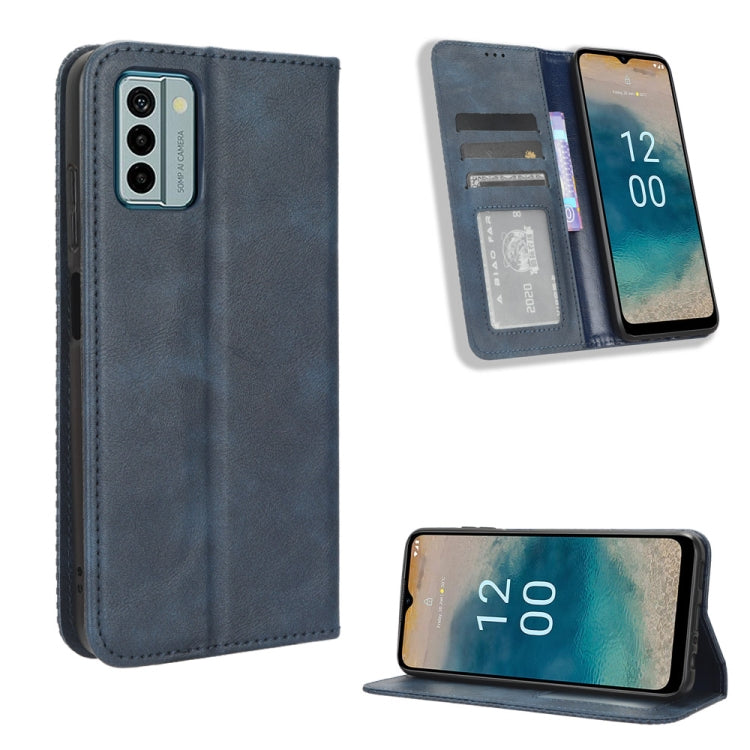 For Nokia G22 4G Magnetic Buckle Retro Texture Leather Phone Case(Blue) - Nokia Cases by PMC Jewellery | Online Shopping South Africa | PMC Jewellery