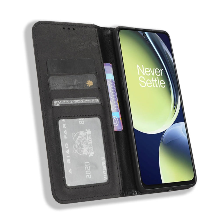 For OnePlus Nord CE 3 Lite Magnetic Buckle Retro Texture Leather Phone Case(Black) - free shipping - PMC TechLife - Order now!