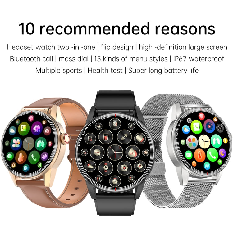 R6 1.32 inch Round Screen 2 in 1 Bluetooth Earphone Smart Watch, Support Bluetooth Call / Health Monitoring(Silver Steel Strap) -  by PMC Jewellery | Online Shopping South Africa | PMC Jewellery