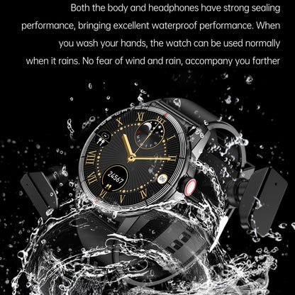 R6 1.32 inch Round Screen 2 in 1 Bluetooth Earphone Smart Watch, Support Bluetooth Call / Health Monitoring(Black Steel Strap) -  by PMC Jewellery | Online Shopping South Africa | PMC Jewellery