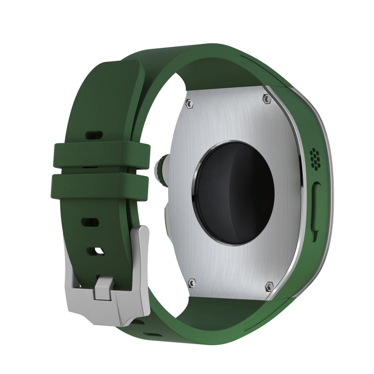 For Apple Watch Ultra 49mm Armor Stainless Steel Case TPU Watch Band(Silver Green) -  by PMC Jewellery | Online Shopping South Africa | PMC Jewellery