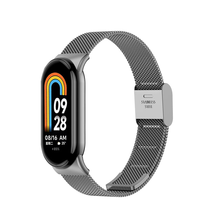 For Xiaomi Mi Band 8 Milanese Buckle Metal Watch Band(Grey) - Watch Bands by PMC Jewellery | Online Shopping South Africa | PMC Jewellery