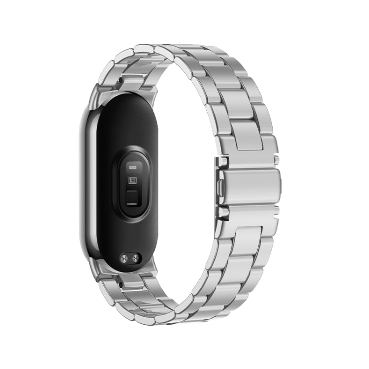 For Xiaomi Mi Band 8 Milanese Three-bead Metal Watch Band(Silver) -  by PMC Jewellery | Online Shopping South Africa | PMC Jewellery