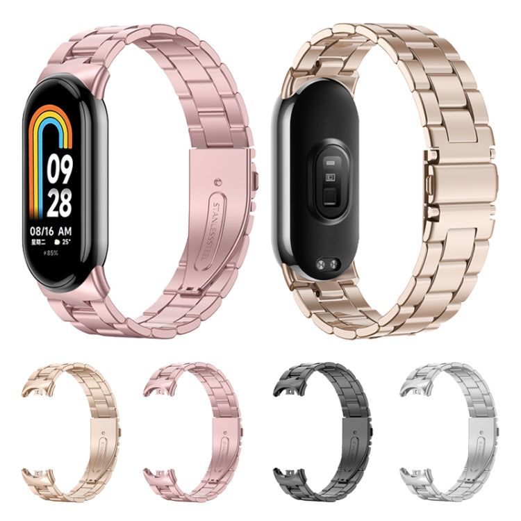 For Xiaomi Mi Band 8 Milanese Three-bead Metal Watch Band(Silver) -  by PMC Jewellery | Online Shopping South Africa | PMC Jewellery