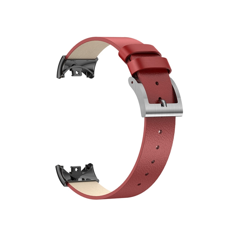 For Xiaomi Mi Band 8 Leather Replacement Watch Band(Red) -  by PMC Jewellery | Online Shopping South Africa | PMC Jewellery