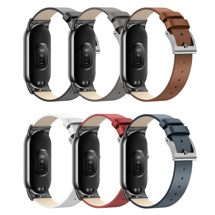 For Xiaomi Mi Band 8 Leather Replacement Watch Band(Black) -  by PMC Jewellery | Online Shopping South Africa | PMC Jewellery