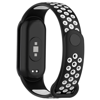 For Xiaomi Mi Band 8 Sports Two Color Silicone Watch Band(Black White) -  by PMC Jewellery | Online Shopping South Africa | PMC Jewellery