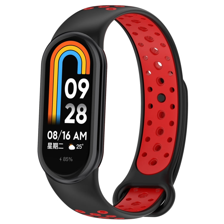 For Xiaomi Mi Band 8 Sports Two Color Silicone Watch Band(Black Red) -  by PMC Jewellery | Online Shopping South Africa | PMC Jewellery