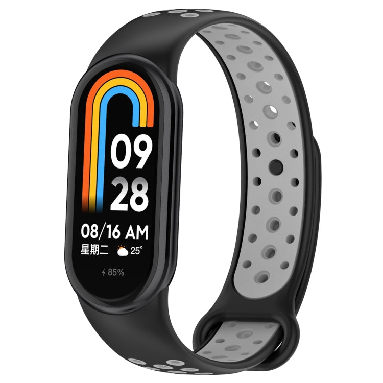 For Xiaomi Mi Band 8 Sports Two Color Silicone Watch Band(Black Grey) -  by PMC Jewellery | Online Shopping South Africa | PMC Jewellery