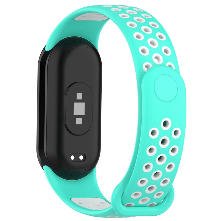 For Xiaomi Mi Band 8 Sports Two Color Silicone Watch Band(Cyan White) -  by PMC Jewellery | Online Shopping South Africa | PMC Jewellery