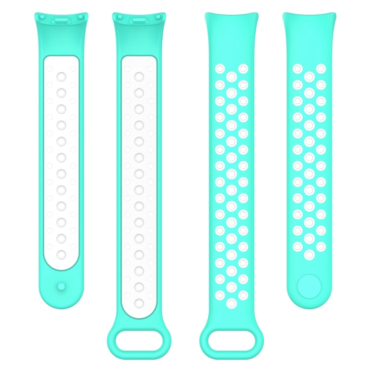 For Xiaomi Mi Band 8 Sports Two Color Silicone Watch Band(Cyan White) -  by PMC Jewellery | Online Shopping South Africa | PMC Jewellery