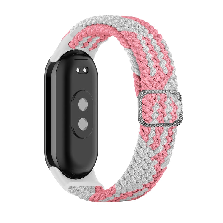 For Xiaomi Mi Band 8 Adjustable Nylon Braided Elasticity Watch Band(Pink White) -  by PMC Jewellery | Online Shopping South Africa | PMC Jewellery