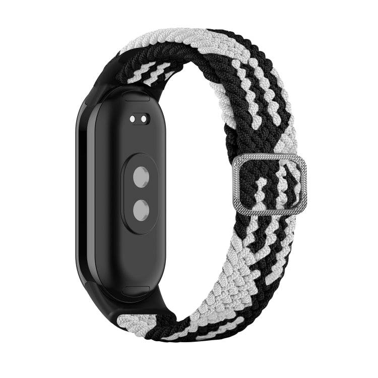 For Xiaomi Mi Band 8 Adjustable Nylon Braided Elasticity Watch Band(Black White) -  by PMC Jewellery | Online Shopping South Africa | PMC Jewellery