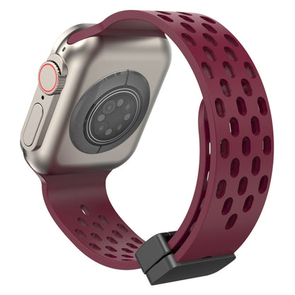 Magnetic Clasp Silicone Watch Band For Apple Watch Ultra 49mm / Series 8&7 45mm / SE 2&6&SE&5&4 44mm / 3&2&1 42mm(Wine Red) -  by PMC Jewellery | Online Shopping South Africa | PMC Jewellery