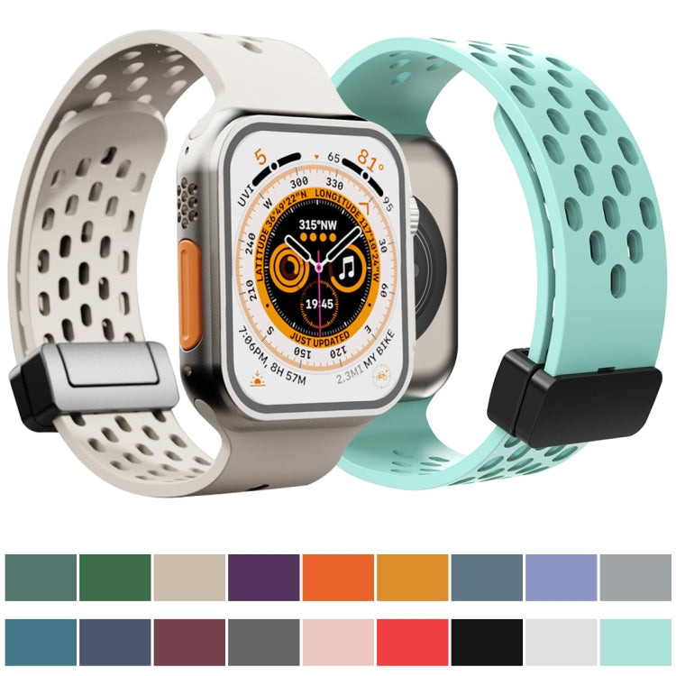 Magnetic Clasp Silicone Watch Band For Apple Watch Ultra 49mm / Series 8&7 45mm / SE 2&6&SE&5&4 44mm / 3&2&1 42mm(Rock Cyan) -  by PMC Jewellery | Online Shopping South Africa | PMC Jewellery