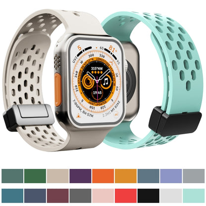 Magnetic Clasp Silicone Watch Band For Apple Watch Ultra 49mm / Series 8&7 45mm / SE 2&6&SE&5&4 44mm / 3&2&1 42mm(Rock Cyan) -  by PMC Jewellery | Online Shopping South Africa | PMC Jewellery